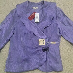 NWT Tradition Lavender Shimmer Portrait Collar Wrap Top Jacket - Size 8